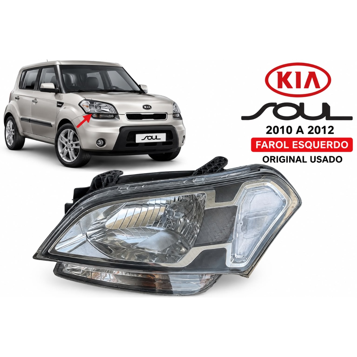 Farol Kia Soul 2010 A 2012 Original Lado Esquerdo