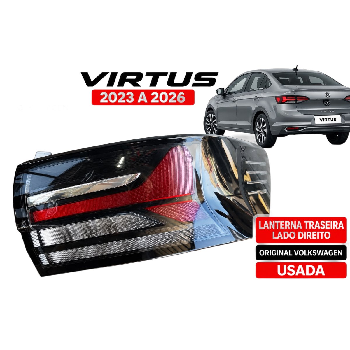 Lanterna Traseira Virtus 2023 A 2026 Original Recondicionada Direito/passageiro Vermelho/transparente