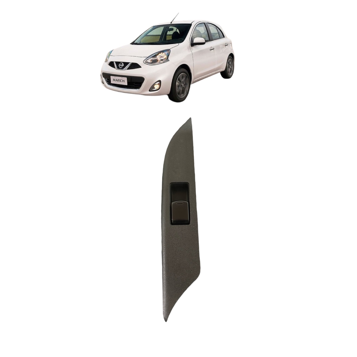 Moldura Botão Vidro Tras. Direita Nissan March 2013 A 2019 - Imagem 1