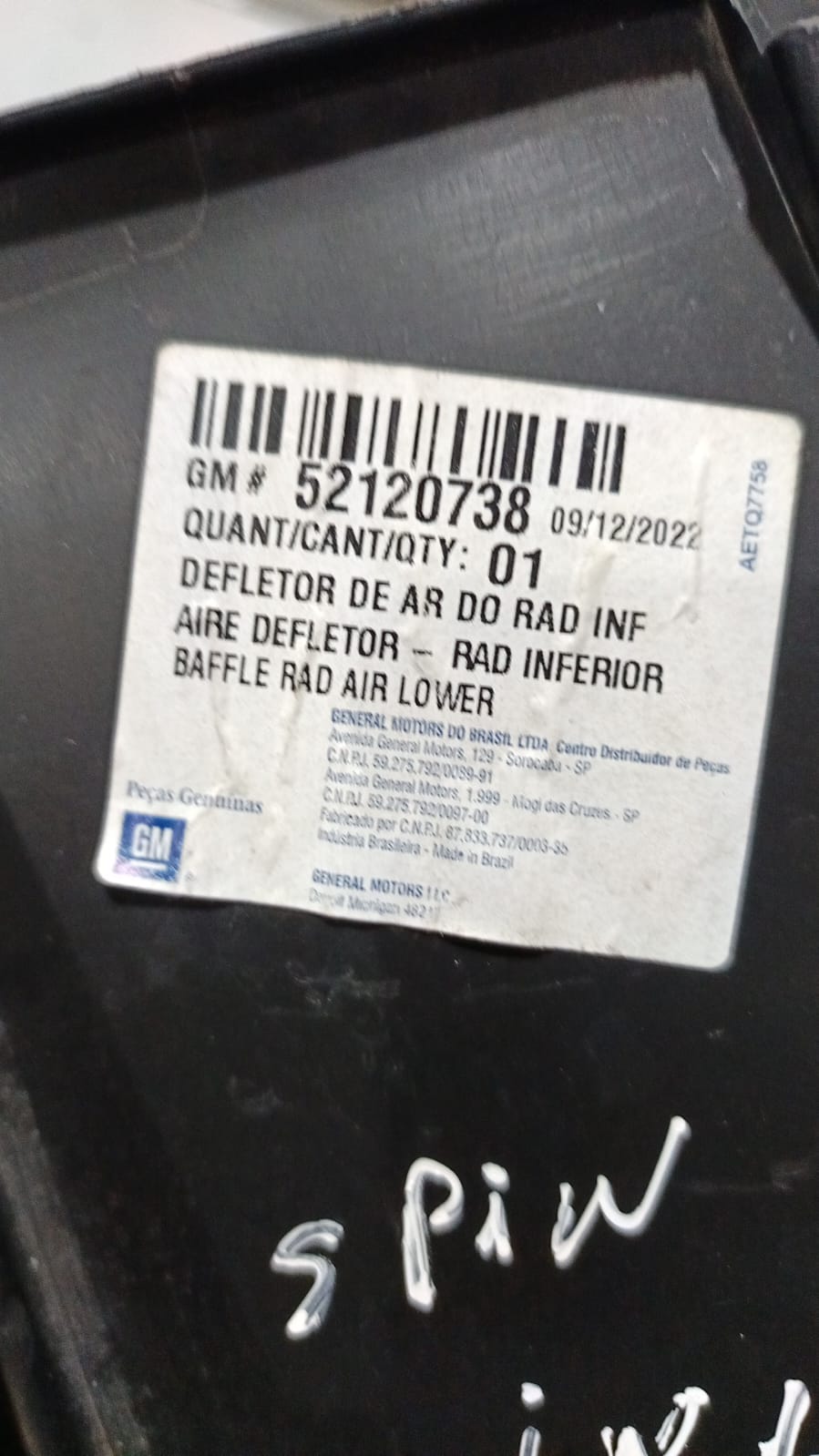 Defletor Superior Do Radiador Gm Spin - Imagem 4