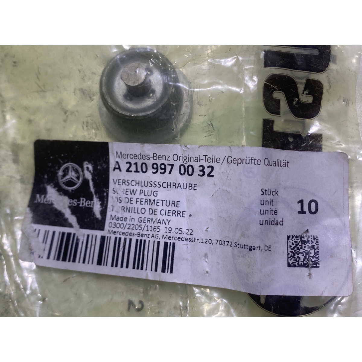Bujão Rosqueado Original Mercedes-Benz A2109970032 Unitário - Imagem 3