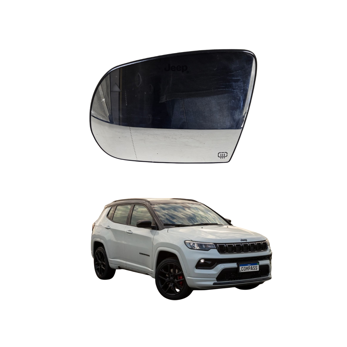 ESPELHO DO RETOVISOR ESQUERDO JEEP COMPASS 2017/2024 IN.