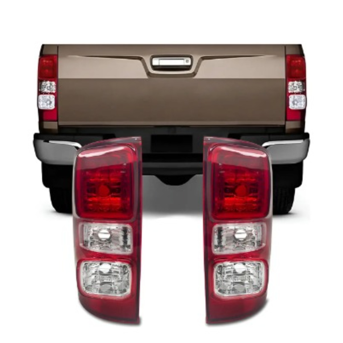 Par Lanterna Traseira S10 2012/2022 Ambos Lados Vermelho E Cristal - Imagem 1