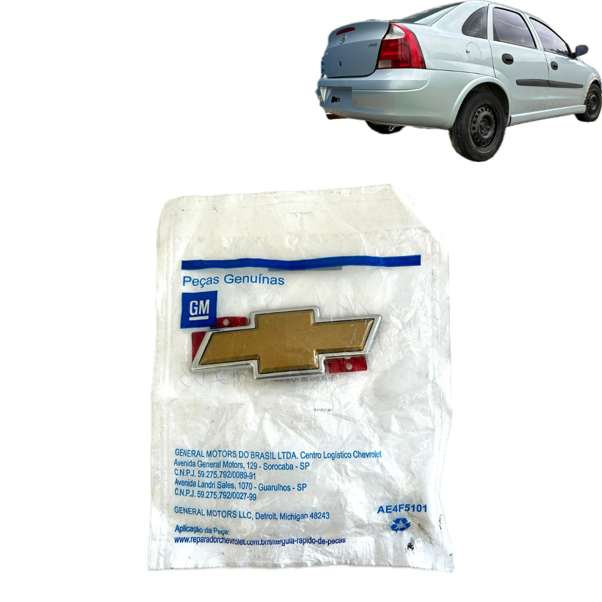 Emblema Porta-malas Dourado GM Classic 94754842 Original - Imagem 1