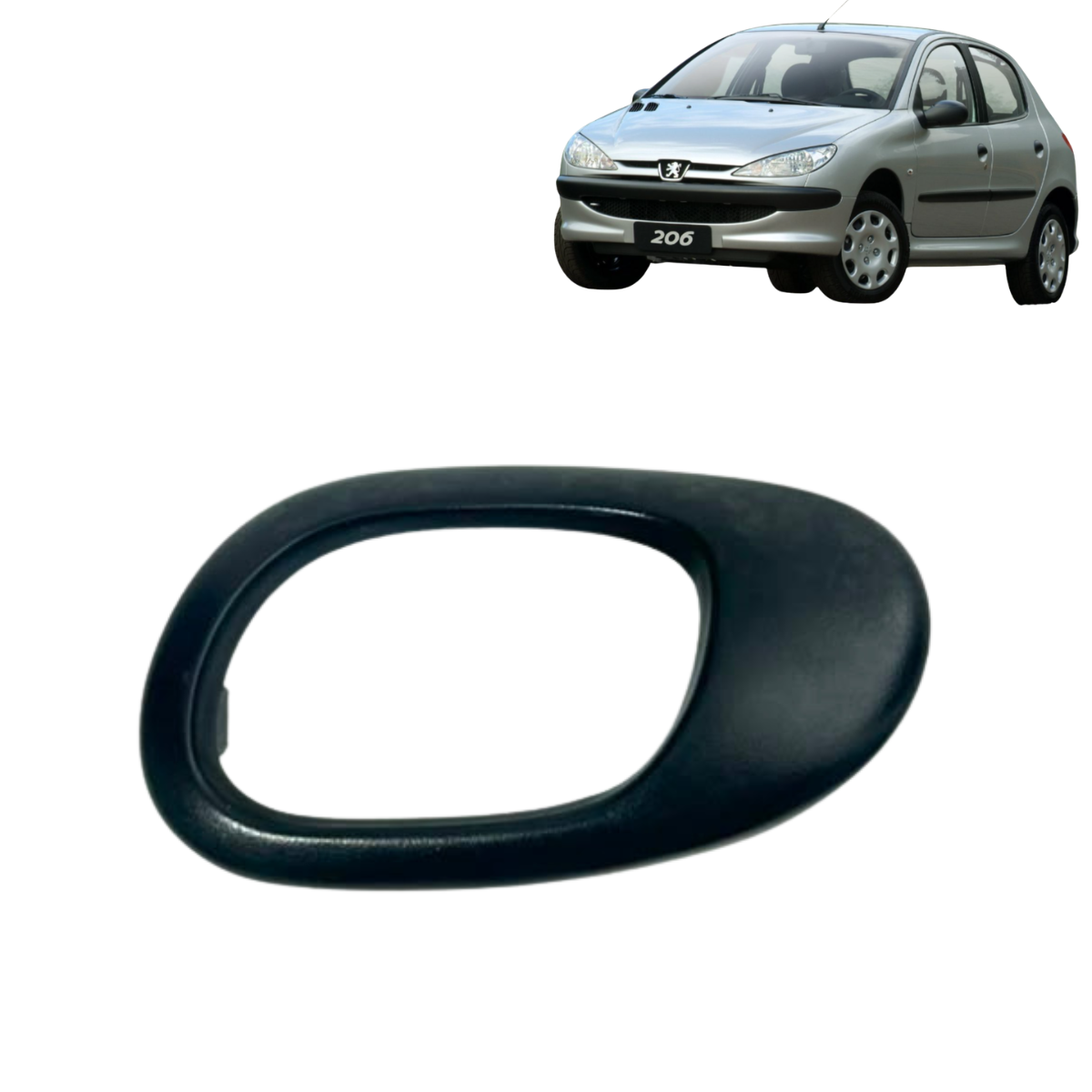 Moldura Maçaneta Interna Traseiro Direito Peugeot 206 Preto Traseira