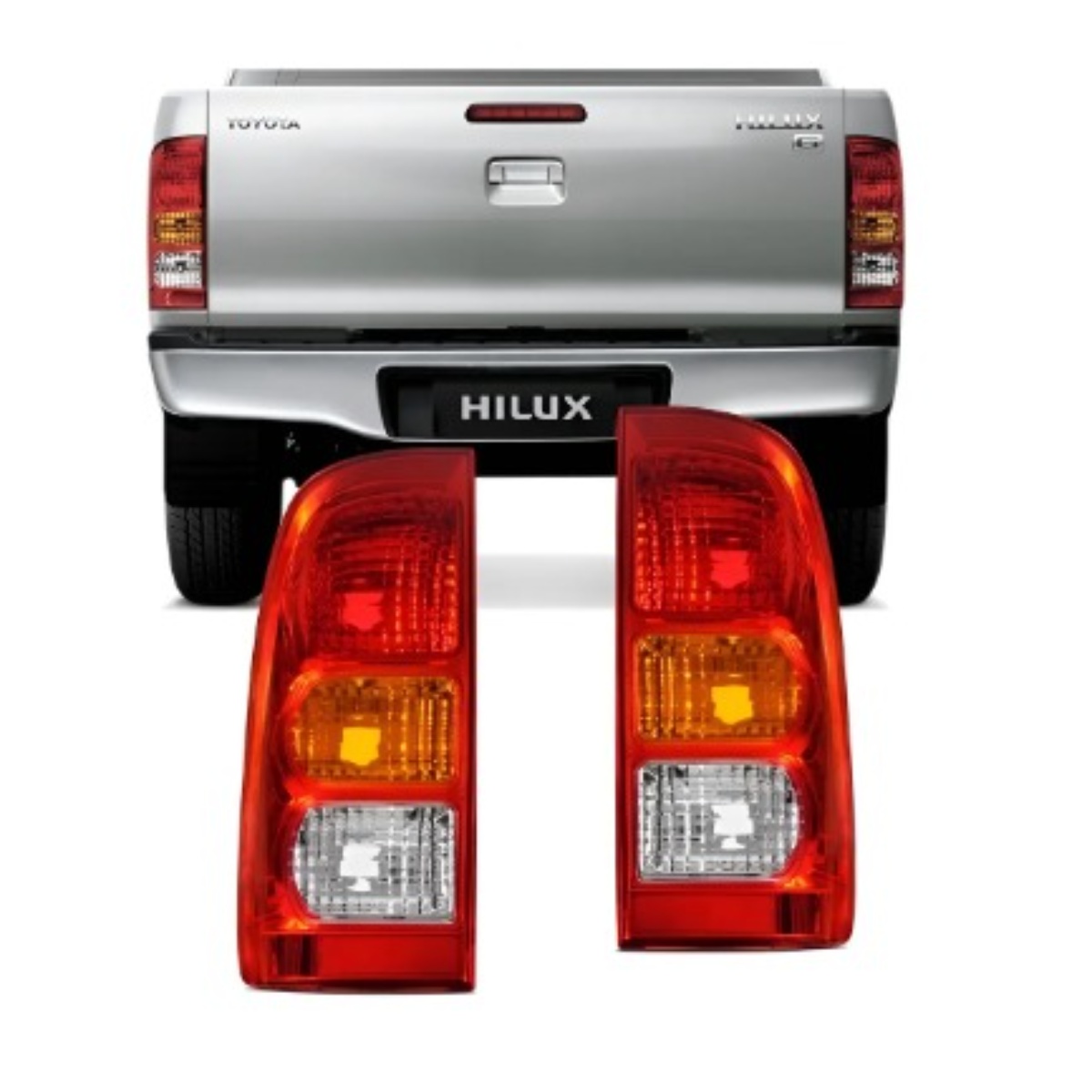 Par Lanterna Hilux Original 2005/2011 Ambos Lados Vermelho/âmbar/transparente - Imagem 1