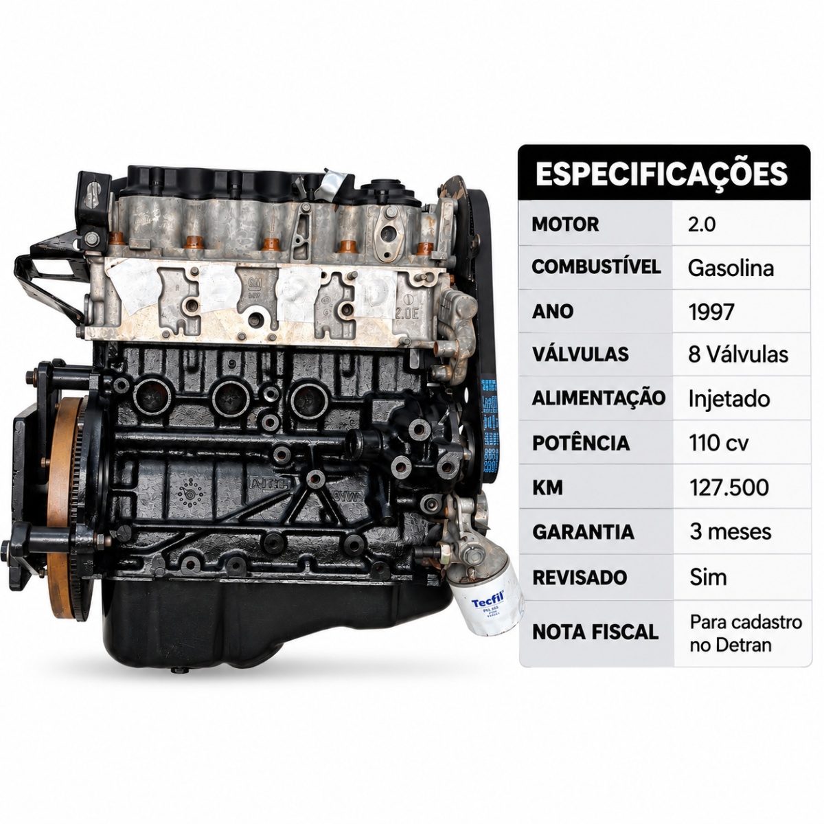 Motor Parcial Chevrolet Kadett 2.0 8V Gasolina 1997 - Imagem 2