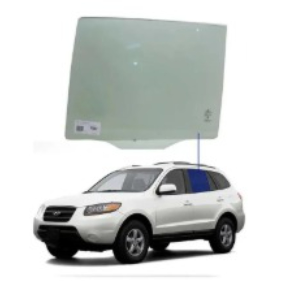 Vidro Porta Hyundai Santa Fe 2013/19 Traseiro Esquerdo