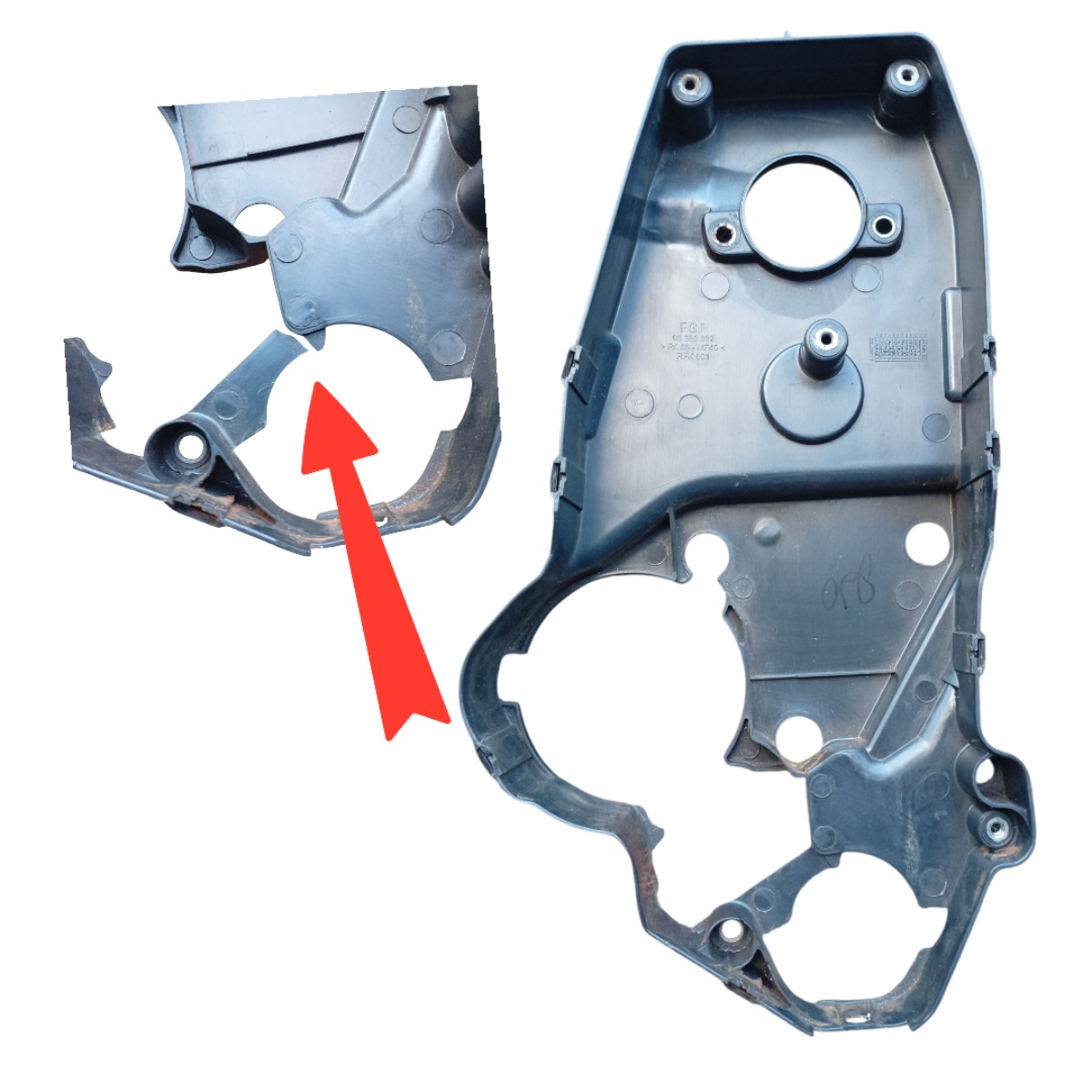 Capa Traseira da Correia Dentada GM 93388682 com detalhe - Imagem 2