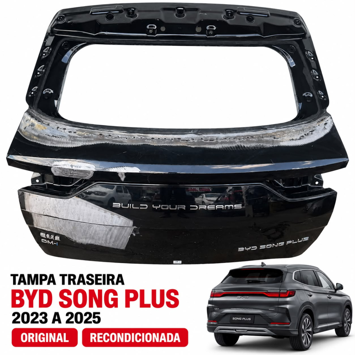 Tampa Traseira Byd Song Plus 2023 A 2025 Recondicionada Preto