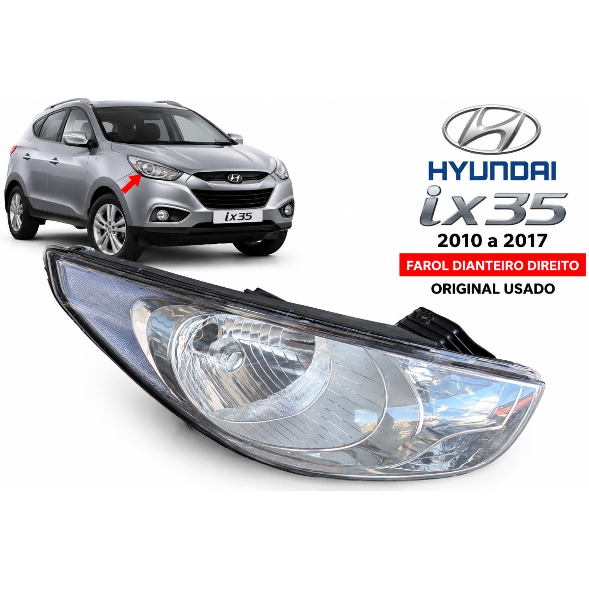 Farol Dianteiro Hyundai Ix35 2010 a 2017
