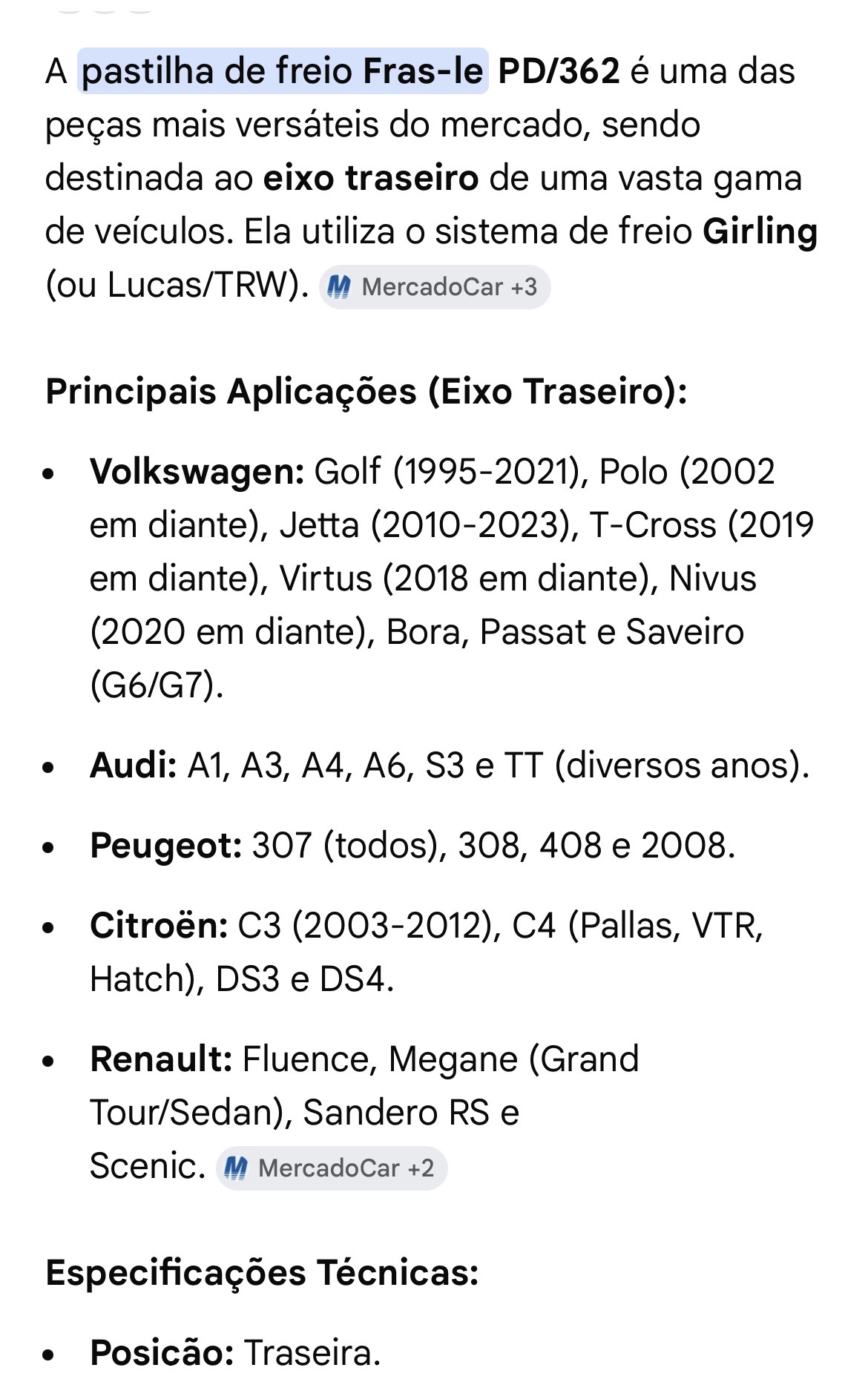 Pastilha de Freio Traseira PD/362 Frasle - Imagem 2