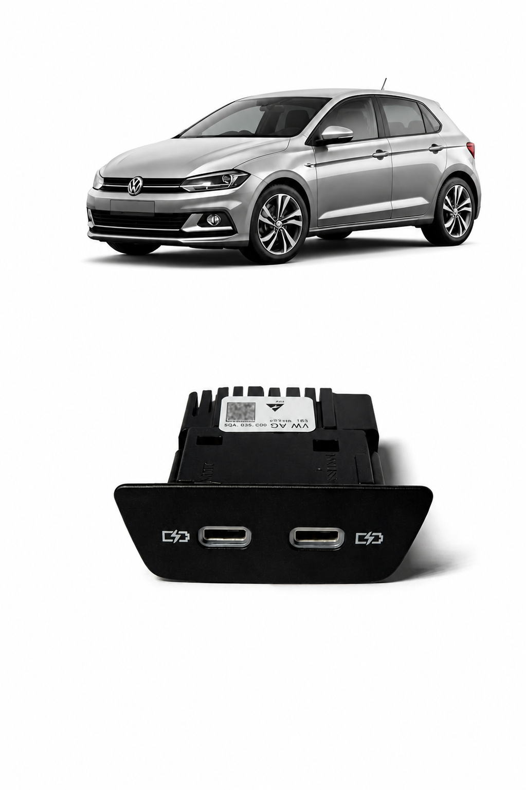 Botão Entrada Usb-c Console Traseiro Vw Nivus/polo 2g6035954 Preto - Imagem 1