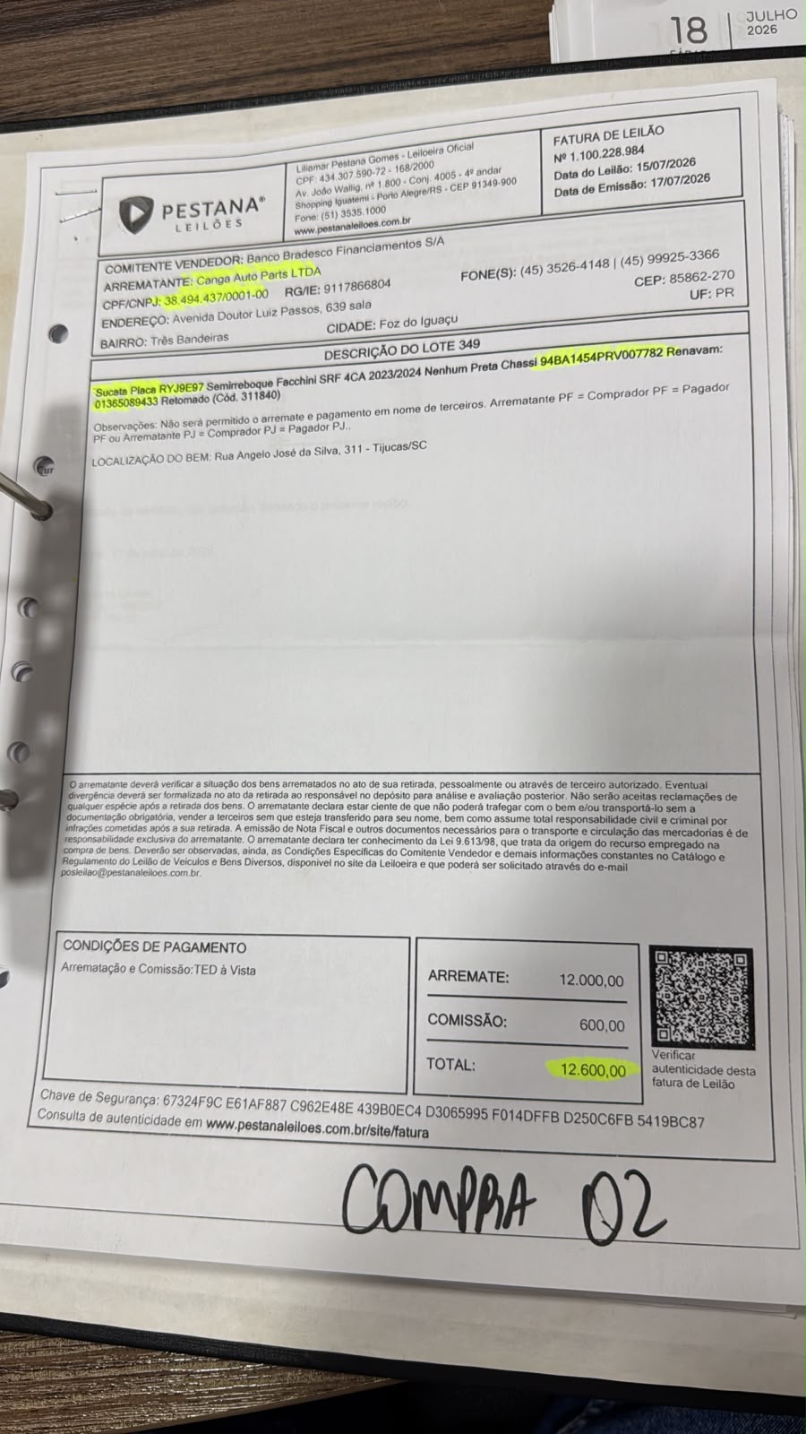Foto da sucata