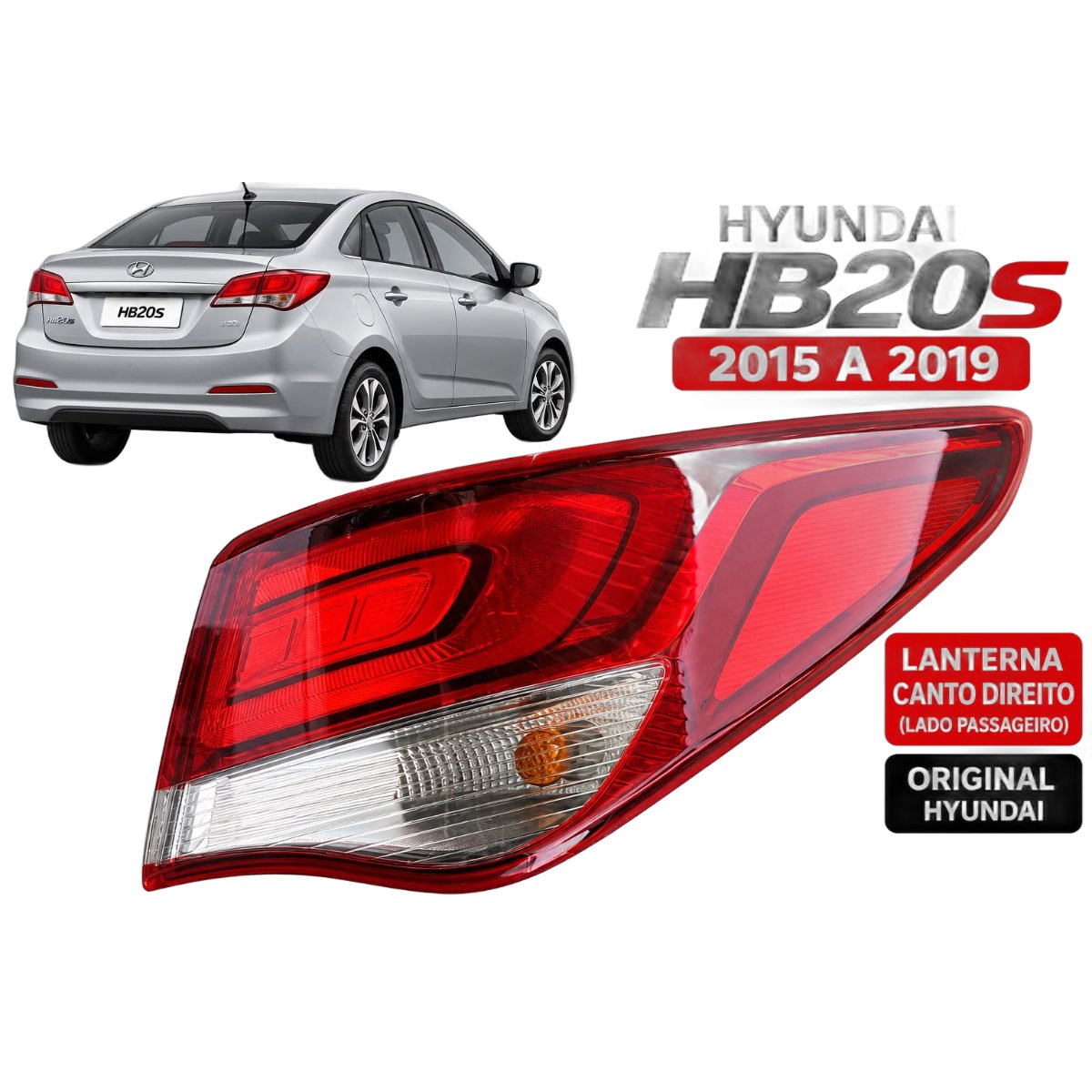 Lanterna Traseira Original Hb20s Sedan 2012 A 2019 Lado Dire Direito/passageiro Vermelho