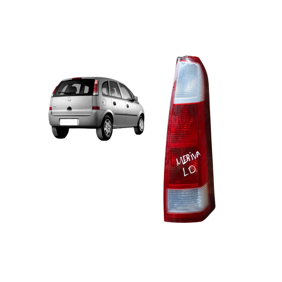 Lanterna Traseira Direita Chevrolet Meriva Original (usada) Direito/passageiro Vermelho/transparente - Imagem 1