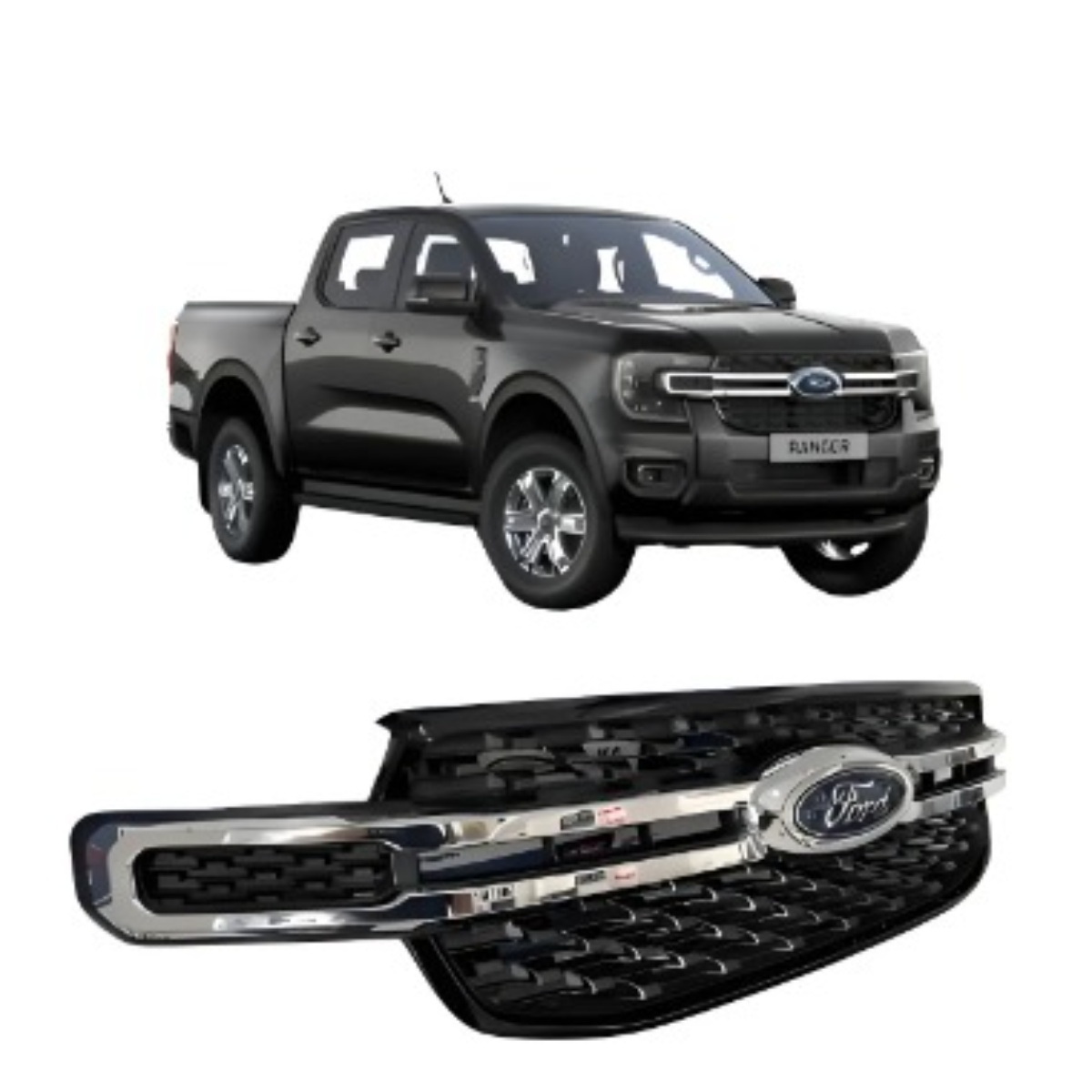 Grade Do Radiador (Cromada C/Preto Brilhante) - Ranger 2023