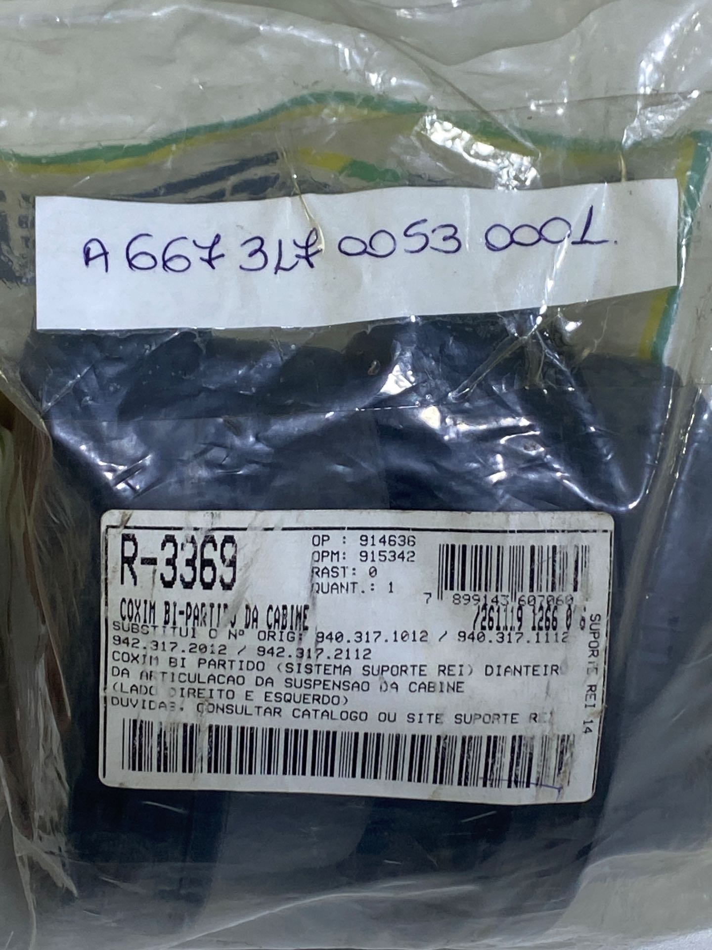 Coxim Bipartido Dianteiro Da Cabine R-3369 Novo - Imagem 3