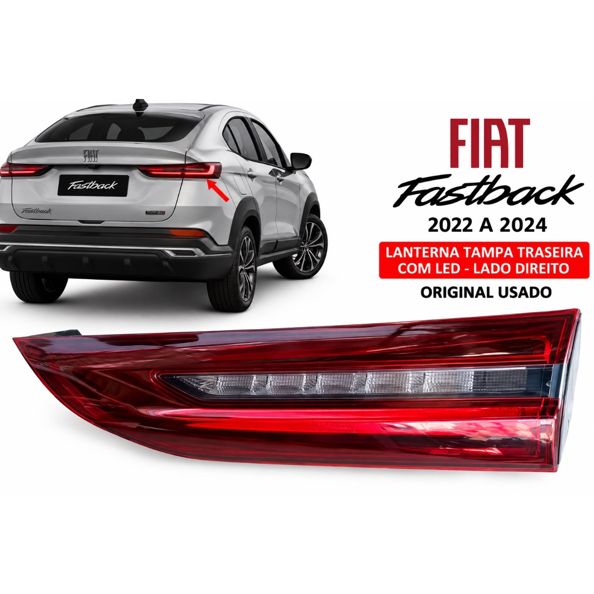 Lanterna Tampa Direita Fast Back 2022 A 2024 Original Usada Direito/passageiro Vermelho