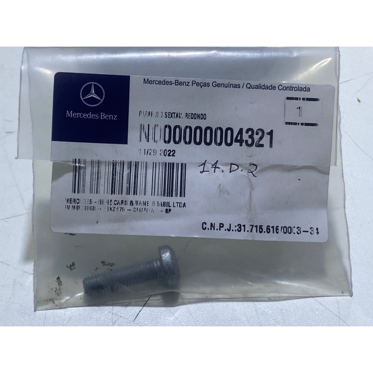 Parafuso Sextavada Redonda Mercedes Benz Original - Imagem 2