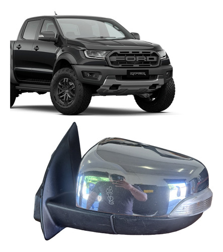Retrovisor Ranger Elétrico L.e  Cromado Pisca 2013 2014 2015
