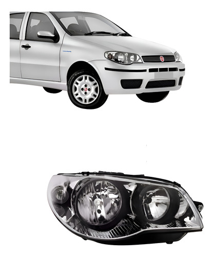 Farol Palio 2004/2015 Canhão Preto Fundo Cromado Direito Direito/passageiro