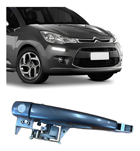 Maçaneta Externa Dianteira Esquerda Citroën C3 2013/2020 Cinza-escuro Dianteira