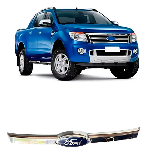 Friso Cromado Da Grade Ranger 2013 2014 2015 2016 C/emblema Cromada Brilhante