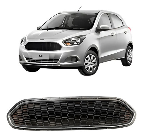 Grade Dianteira Com Friso Ford Ka 2015/2018 Preto Fosco