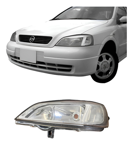 Farol Astra Cromado Foco Duplo  1999 2000 2001 2002 Esquerdo/motorista
