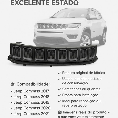 Grade Frontal Jeep Compass Original - Excelente Estado Preto Brilhante