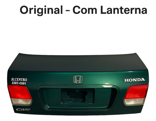 Tampa Traseira Mala Honda Civic 1999 - Com Lanterna R2243r Verde