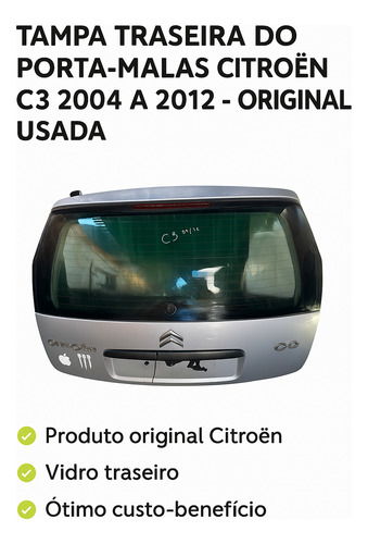 Tampa Traseira Do Porta-malas C3 04 A 12 Orign Usada 8665y3 Prata