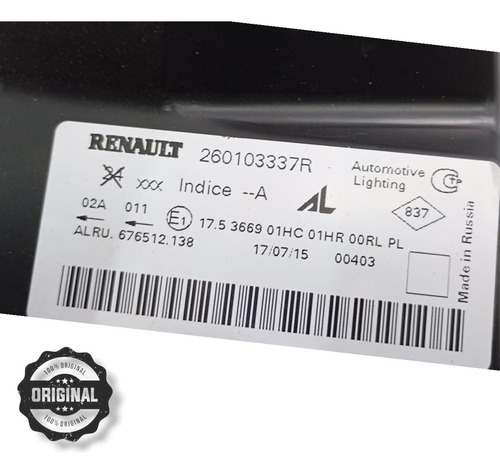 Farol Lado Direito Original Renault Duster Oroch 2016 A 2019 Direito/passageiro - Imagem 3