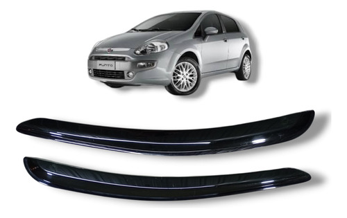 Kit Calha Chuva Defletor Porta Diant Orig Fiat Punto 13 À 15 Preto