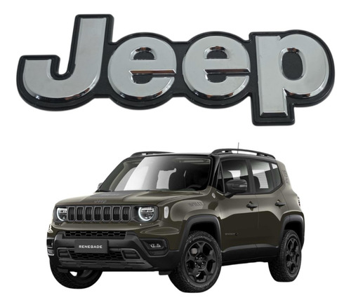 Emblema Cromado Traseiro Original Jeep Renegade 51974537 Prateado