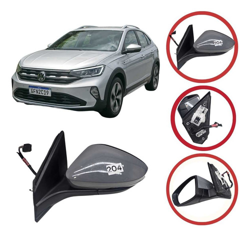 Retrovisor Esquerdo Elétrico Cinza Retrátil Nivus