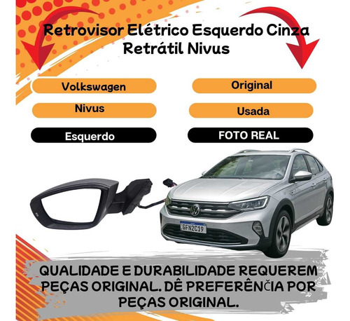 Retrovisor Esquerdo Elétrico Cinza Retrátil Nivus - Imagem 2
