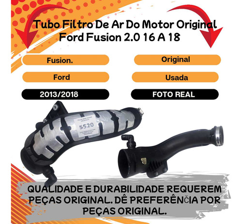 Tubo Filtro De Ar Do Motor Ford Fusion 2.0 2016 A 2018 - Imagem 2