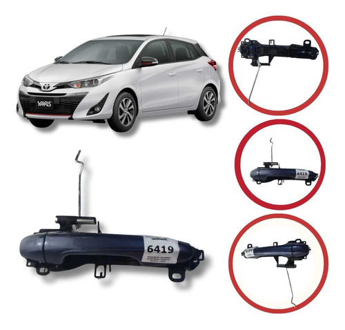 Maçaneta Externa Dianteira Direita Toyota Yaris 2018 A 2025 Preto Dianteira