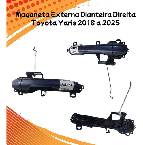 Maçaneta Externa Dianteira Direita Toyota Yaris 2018 A 2025 Preto Dianteira - Imagem 3