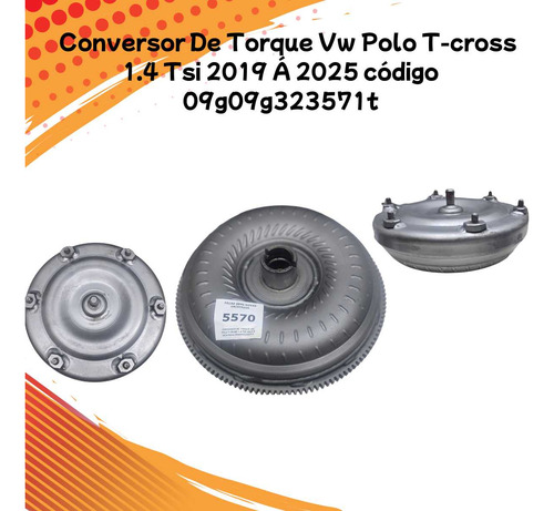 Conversor De Torque Vw Polo T-cross 1.4 Tsi 2019 Á 2024 Novo Cinza - Imagem 2