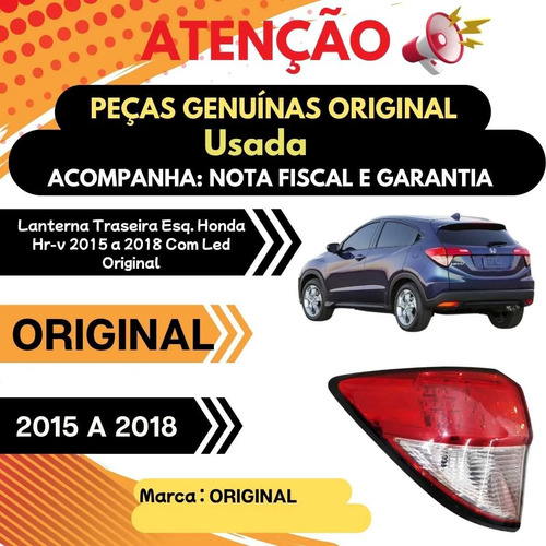 Lanterna Esquerda Honda Hr-v 2015 A 2018 Com Led Original - Imagem 2