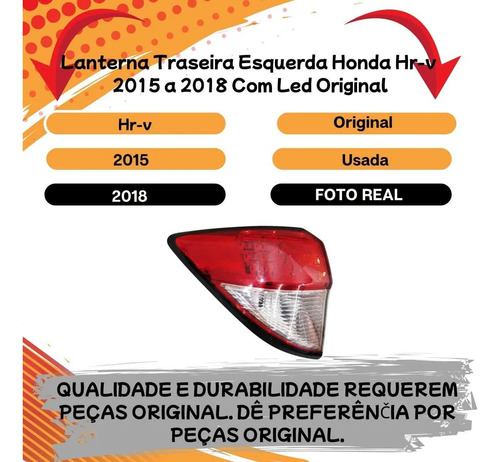 Lanterna Esquerda Honda Hr-v 2015 A 2018 Com Led Original - Imagem 3