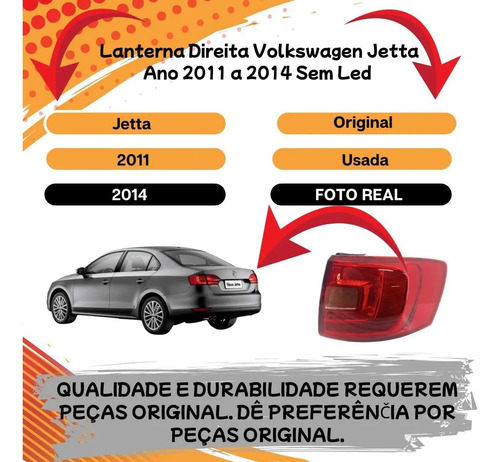 Lanterna Direita Vw Jetta 2011 A 2014 Sem Led Original - Imagem 2
