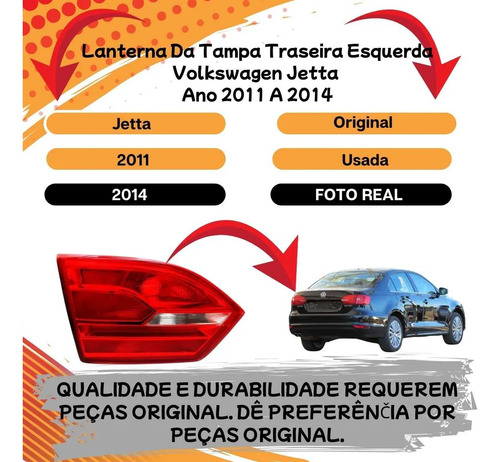 Lanterna Da Tampa Traseira Esquerda Jetta 2011 A 2014 Vermelho - Imagem 2
