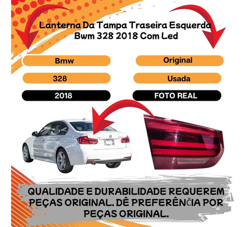 Lanterna Esquerda Da Tampa Bmw 328i 2016 A 2018 Com Led Esquerdo/motorista Vermelho - Imagem 3