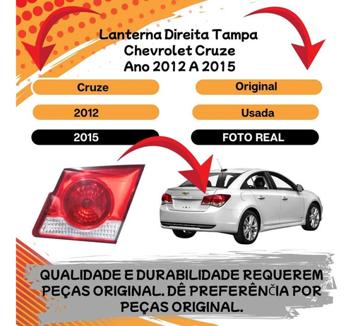 Lanterna Direita Tampa Chevrolet Cruze Sedan 2012 A 2015 - Imagem 2