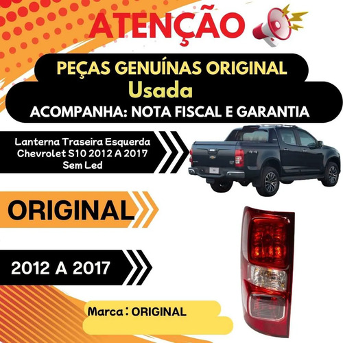 Lanterna Traseira Esquerda Chevrolet S10 2012 A 2017 - Imagem 4