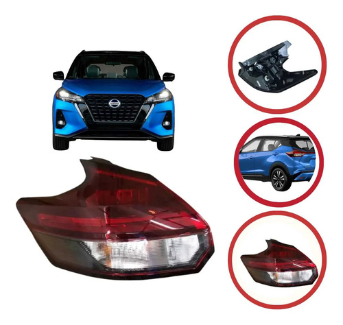 Lanterna Esquerda Nissan Kicks 2021 A 2024 Com Led Fumê - Imagem 1